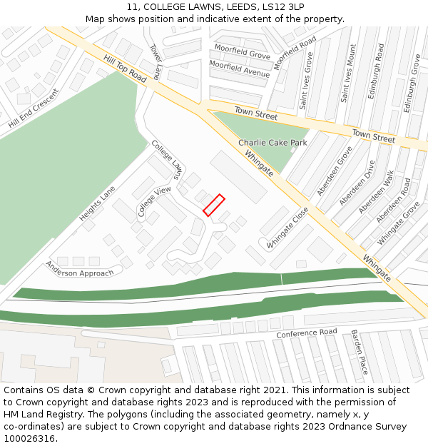 11, COLLEGE LAWNS, LEEDS, LS12 3LP: Location map and indicative extent of plot