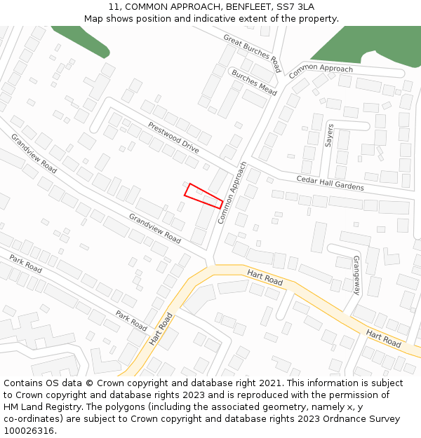 11, COMMON APPROACH, BENFLEET, SS7 3LA: Location map and indicative extent of plot