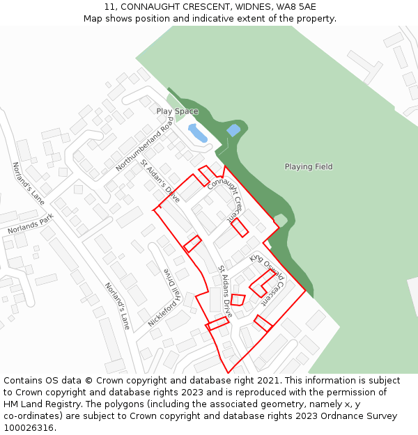 11, CONNAUGHT CRESCENT, WIDNES, WA8 5AE: Location map and indicative extent of plot