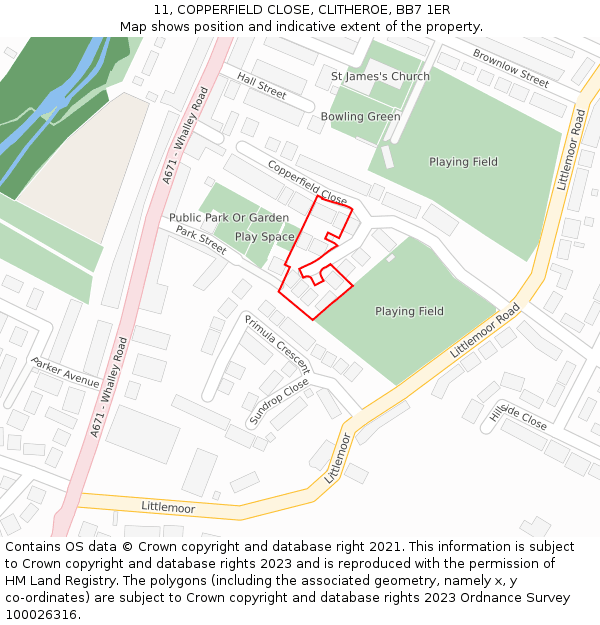 11, COPPERFIELD CLOSE, CLITHEROE, BB7 1ER: Location map and indicative extent of plot