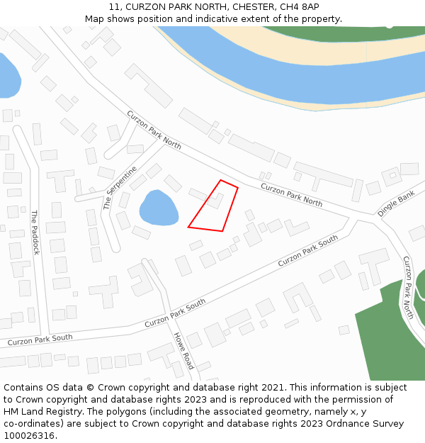 11, CURZON PARK NORTH, CHESTER, CH4 8AP: Location map and indicative extent of plot