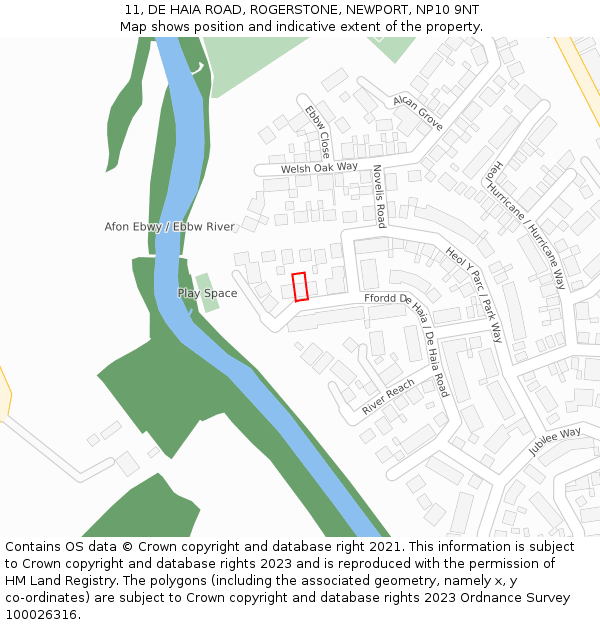 11, DE HAIA ROAD, ROGERSTONE, NEWPORT, NP10 9NT: Location map and indicative extent of plot