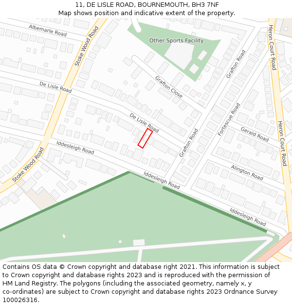 11, DE LISLE ROAD, BOURNEMOUTH, BH3 7NF: Location map and indicative extent of plot