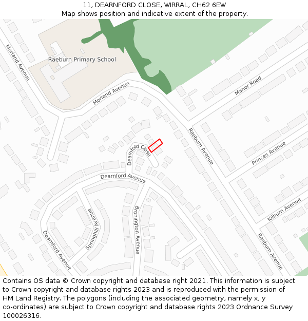 11, DEARNFORD CLOSE, WIRRAL, CH62 6EW: Location map and indicative extent of plot