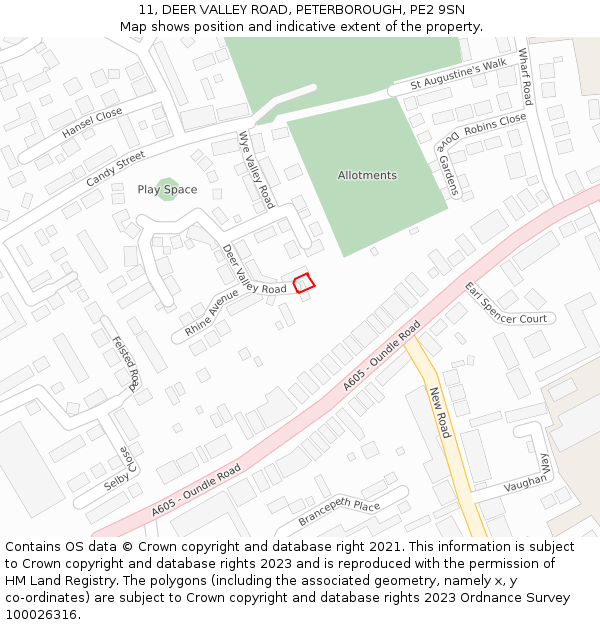 11, DEER VALLEY ROAD, PETERBOROUGH, PE2 9SN: Location map and indicative extent of plot