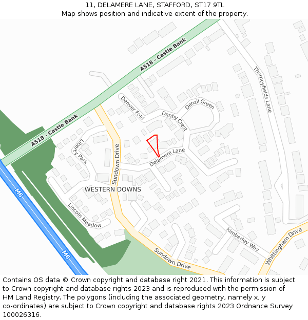 11, DELAMERE LANE, STAFFORD, ST17 9TL: Location map and indicative extent of plot