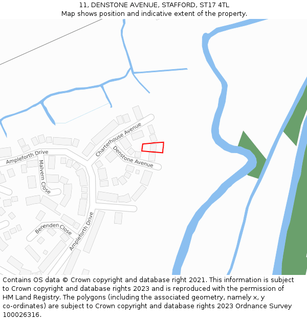 11, DENSTONE AVENUE, STAFFORD, ST17 4TL: Location map and indicative extent of plot