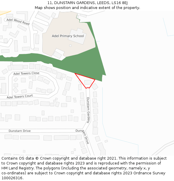 11, DUNSTARN GARDENS, LEEDS, LS16 8EJ: Location map and indicative extent of plot