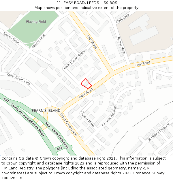 11, EASY ROAD, LEEDS, LS9 8QS: Location map and indicative extent of plot
