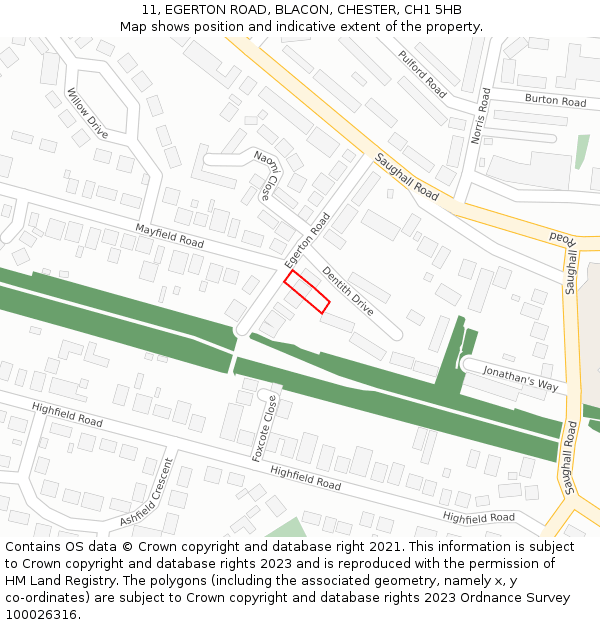 11, EGERTON ROAD, BLACON, CHESTER, CH1 5HB: Location map and indicative extent of plot