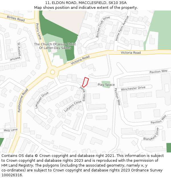11, ELDON ROAD, MACCLESFIELD, SK10 3SA: Location map and indicative extent of plot