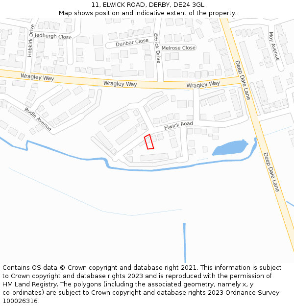 11, ELWICK ROAD, DERBY, DE24 3GL: Location map and indicative extent of plot