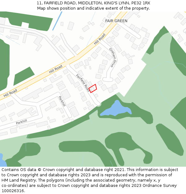 11, FAIRFIELD ROAD, MIDDLETON, KING'S LYNN, PE32 1RX: Location map and indicative extent of plot