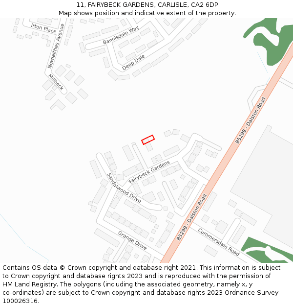 11, FAIRYBECK GARDENS, CARLISLE, CA2 6DP: Location map and indicative extent of plot