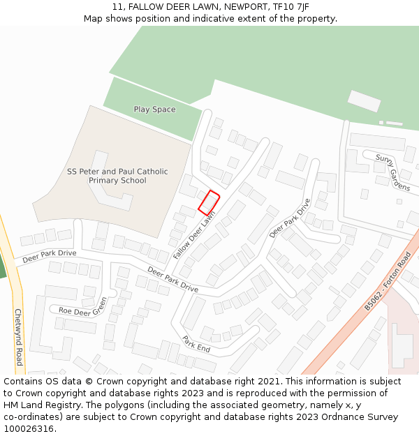 11, FALLOW DEER LAWN, NEWPORT, TF10 7JF: Location map and indicative extent of plot