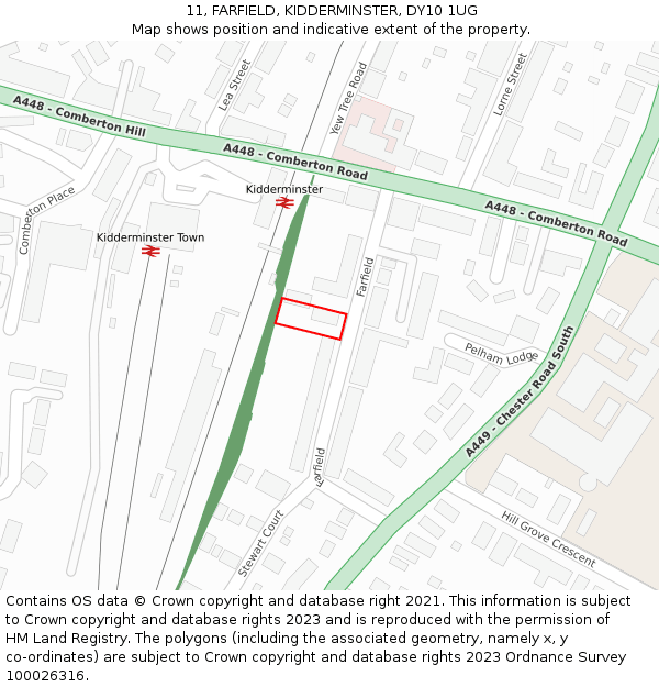 11, FARFIELD, KIDDERMINSTER, DY10 1UG: Location map and indicative extent of plot