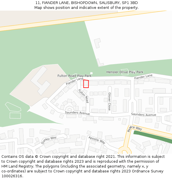 11, FIANDER LANE, BISHOPDOWN, SALISBURY, SP1 3BD: Location map and indicative extent of plot