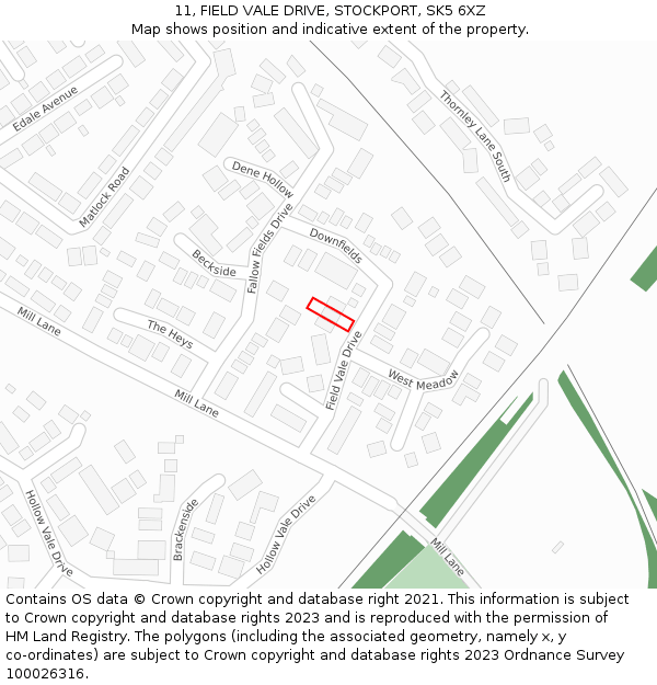 11, FIELD VALE DRIVE, STOCKPORT, SK5 6XZ: Location map and indicative extent of plot