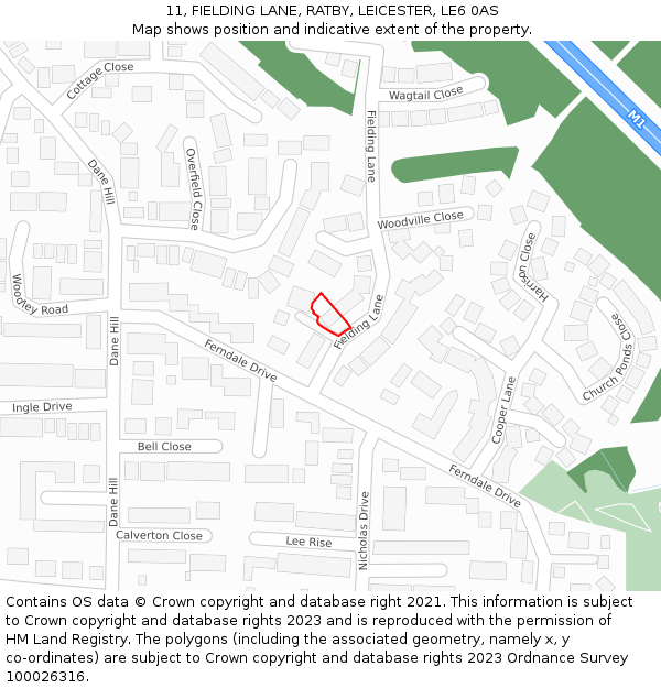11, FIELDING LANE, RATBY, LEICESTER, LE6 0AS: Location map and indicative extent of plot