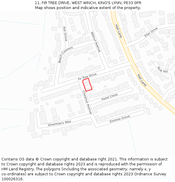 11, FIR TREE DRIVE, WEST WINCH, KING'S LYNN, PE33 0PR: Location map and indicative extent of plot