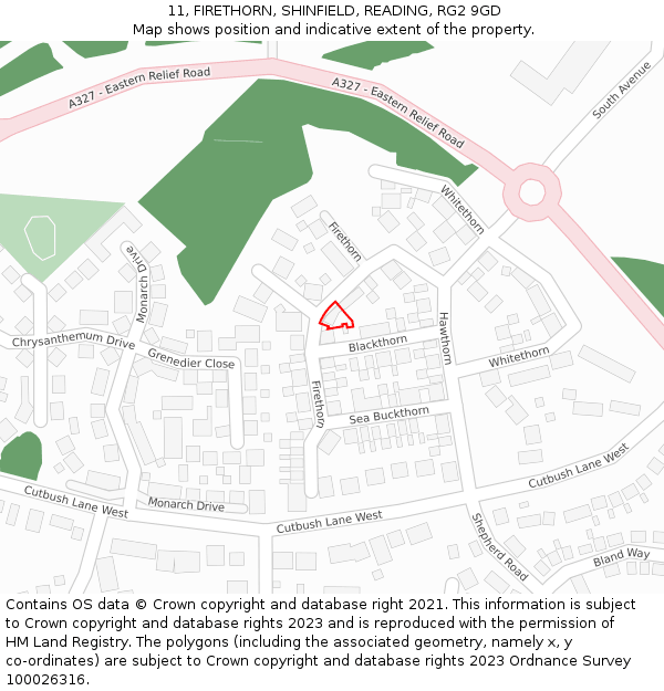 11, FIRETHORN, SHINFIELD, READING, RG2 9GD: Location map and indicative extent of plot
