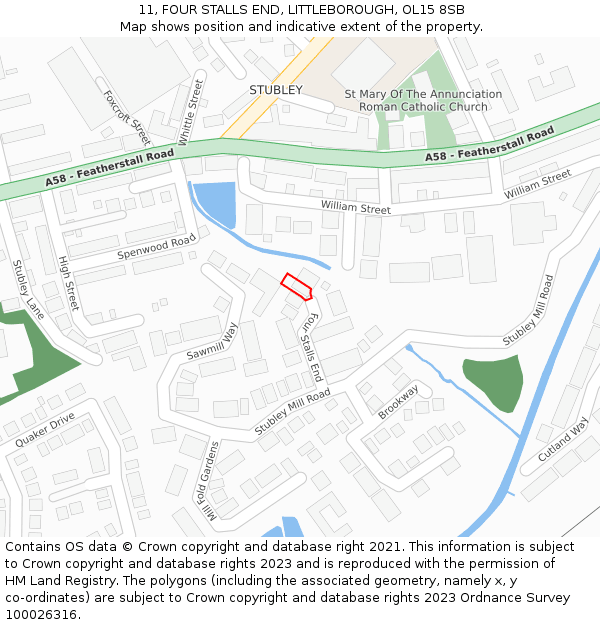 11, FOUR STALLS END, LITTLEBOROUGH, OL15 8SB: Location map and indicative extent of plot