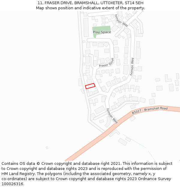 11, FRASER DRIVE, BRAMSHALL, UTTOXETER, ST14 5EH: Location map and indicative extent of plot