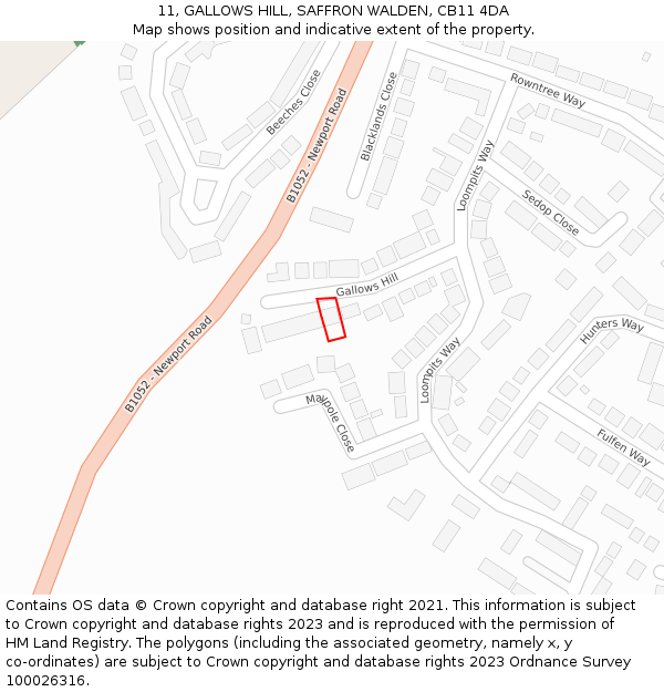 11, GALLOWS HILL, SAFFRON WALDEN, CB11 4DA: Location map and indicative extent of plot