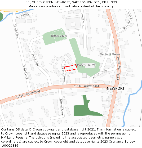 11, GILBEY GREEN, NEWPORT, SAFFRON WALDEN, CB11 3RS: Location map and indicative extent of plot
