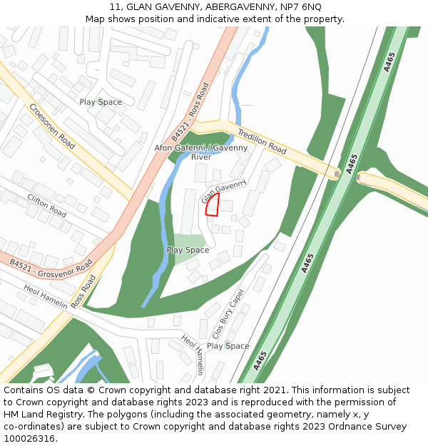 11, GLAN GAVENNY, ABERGAVENNY, NP7 6NQ: Location map and indicative extent of plot