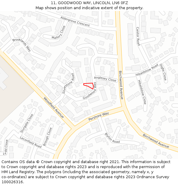 11, GOODWOOD WAY, LINCOLN, LN6 0FZ: Location map and indicative extent of plot