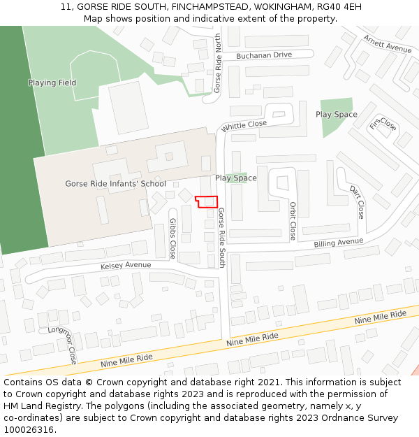 11, GORSE RIDE SOUTH, FINCHAMPSTEAD, WOKINGHAM, RG40 4EH: Location map and indicative extent of plot