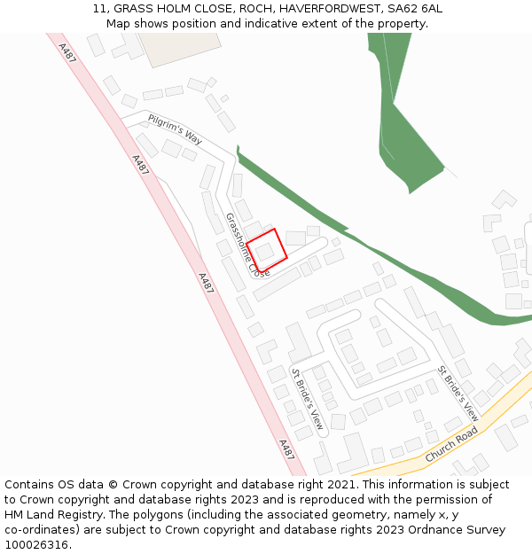11, GRASS HOLM CLOSE, ROCH, HAVERFORDWEST, SA62 6AL: Location map and indicative extent of plot