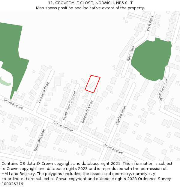 11, GROVEDALE CLOSE, NORWICH, NR5 0HT: Location map and indicative extent of plot