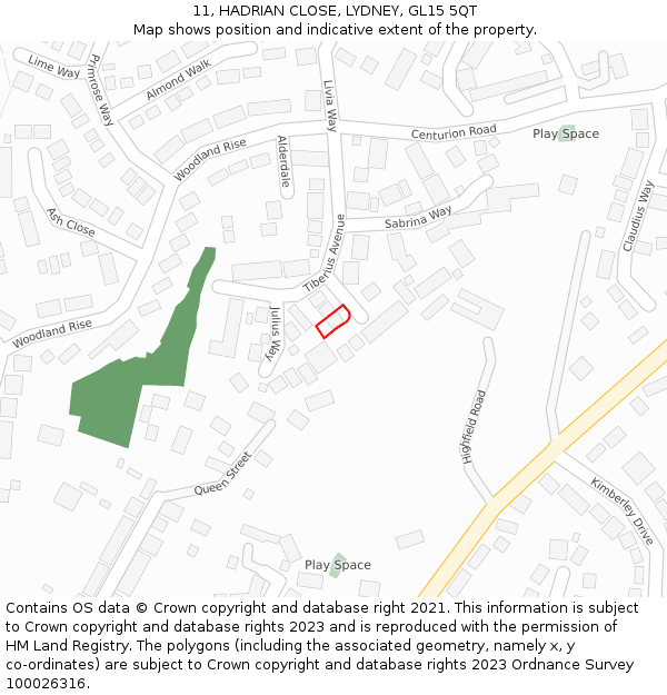 11, HADRIAN CLOSE, LYDNEY, GL15 5QT: Location map and indicative extent of plot