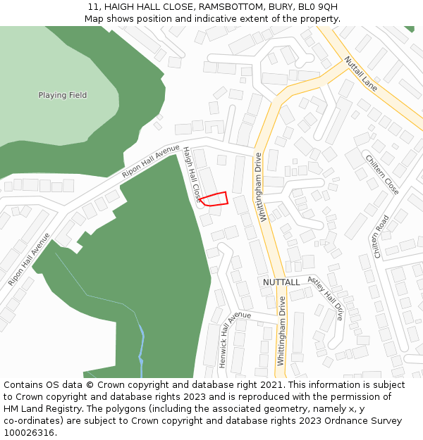 11, HAIGH HALL CLOSE, RAMSBOTTOM, BURY, BL0 9QH: Location map and indicative extent of plot