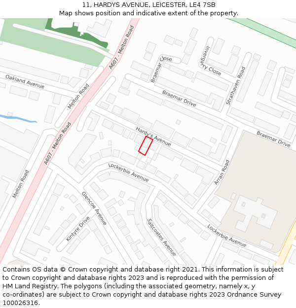 11, HARDYS AVENUE, LEICESTER, LE4 7SB: Location map and indicative extent of plot