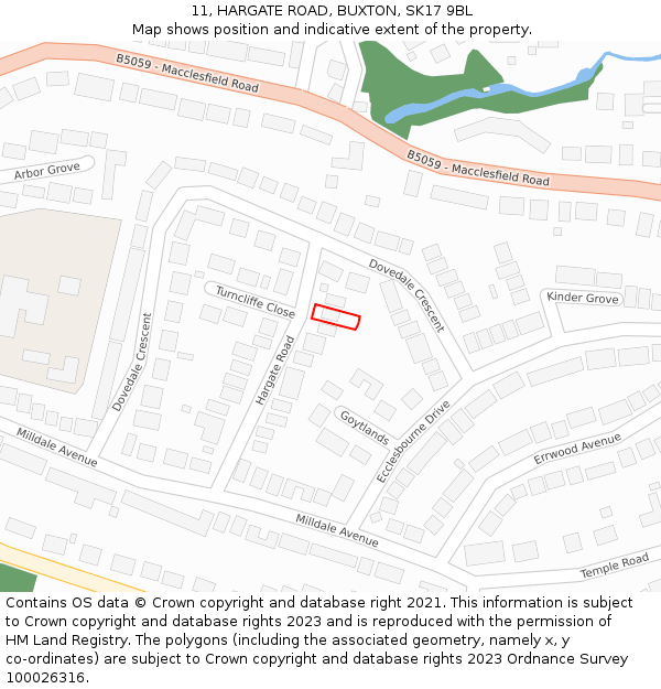 11, HARGATE ROAD, BUXTON, SK17 9BL: Location map and indicative extent of plot