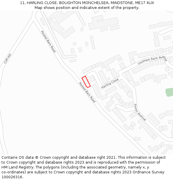 11, HARLING CLOSE, BOUGHTON MONCHELSEA, MAIDSTONE, ME17 4UX: Location map and indicative extent of plot