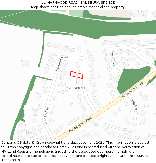 11, HARNWOOD ROAD, SALISBURY, SP2 8DD: Location map and indicative extent of plot