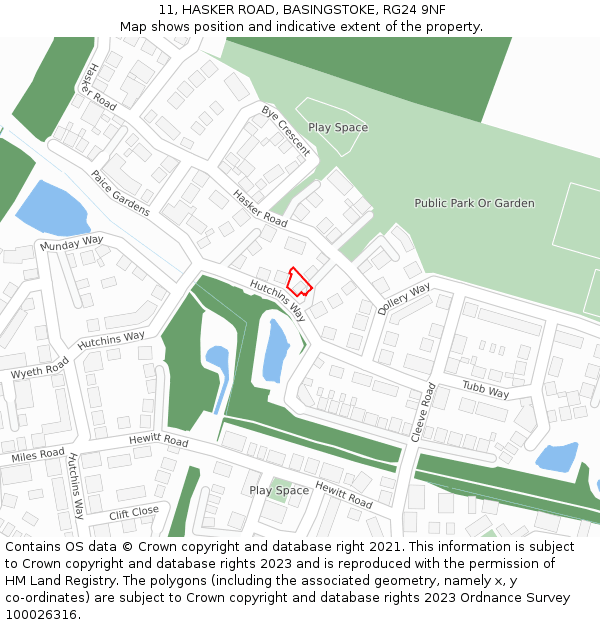 11, HASKER ROAD, BASINGSTOKE, RG24 9NF: Location map and indicative extent of plot