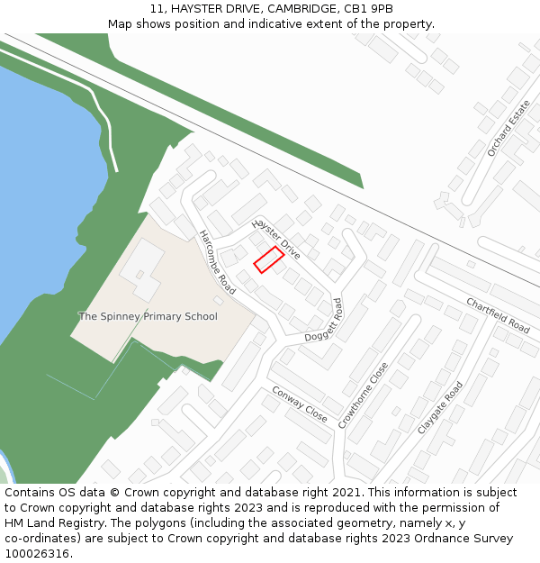 11, HAYSTER DRIVE, CAMBRIDGE, CB1 9PB: Location map and indicative extent of plot