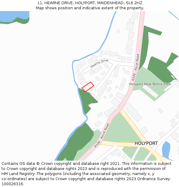 11, HEARNE DRIVE, HOLYPORT, MAIDENHEAD, SL6 2HZ: Location map and indicative extent of plot
