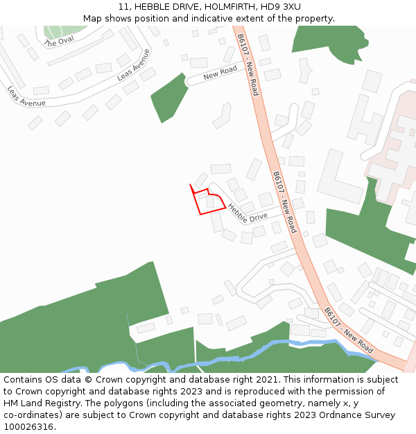 11, HEBBLE DRIVE, HOLMFIRTH, HD9 3XU: Location map and indicative extent of plot