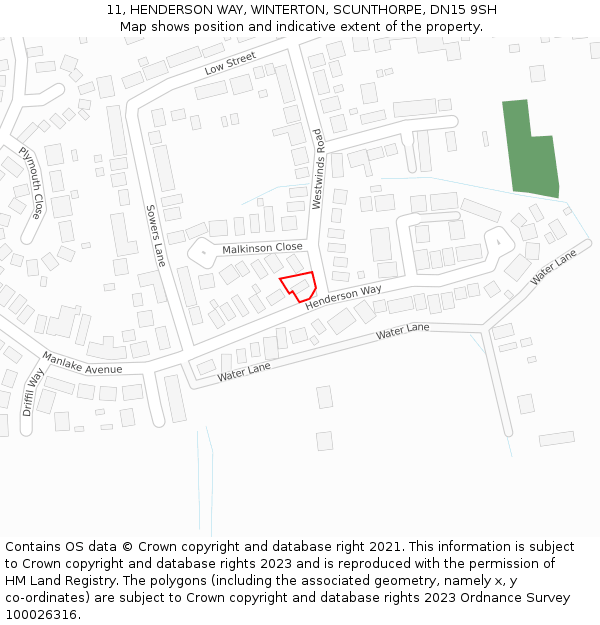 11, HENDERSON WAY, WINTERTON, SCUNTHORPE, DN15 9SH: Location map and indicative extent of plot