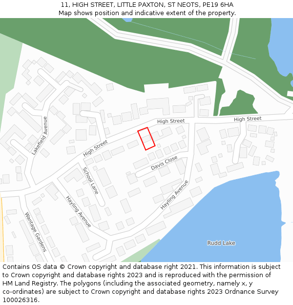 11, HIGH STREET, LITTLE PAXTON, ST NEOTS, PE19 6HA: Location map and indicative extent of plot