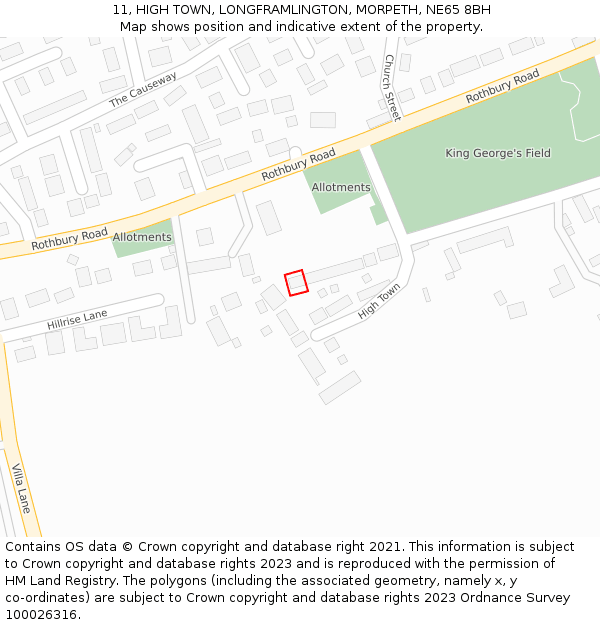 11, HIGH TOWN, LONGFRAMLINGTON, MORPETH, NE65 8BH: Location map and indicative extent of plot