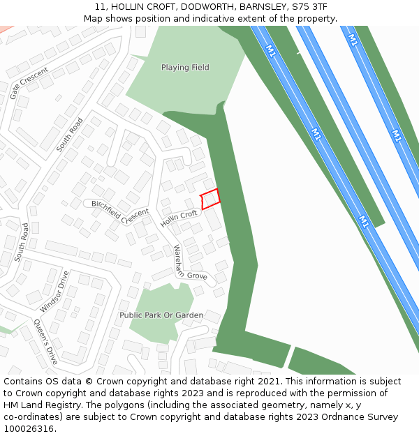 11, HOLLIN CROFT, DODWORTH, BARNSLEY, S75 3TF: Location map and indicative extent of plot