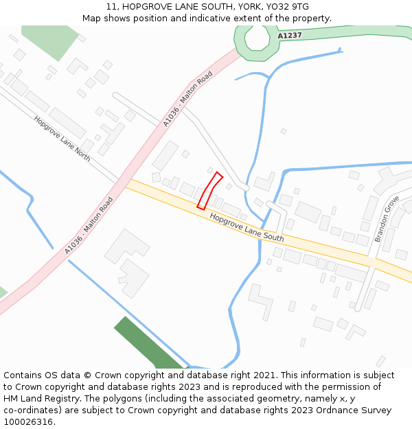 11, HOPGROVE LANE SOUTH, YORK, YO32 9TG: Location map and indicative extent of plot