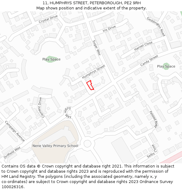 11, HUMPHRYS STREET, PETERBOROUGH, PE2 9RH: Location map and indicative extent of plot